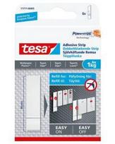 vonios juosta - Tesa Powerstrips Dvipusė lipni juosta, 6 vnt., balta (White) - 1 nuotrauka