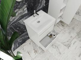 vonios spintele 55 - Vonios kambario spintelė su praustuvu Luton LT-55, balta - 3 nuotrauka