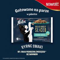 felix kaciu slapias - Šlapias kačių maistas Purina Felix Deliciously Sliced, lašiša/tunas/menkė, 0.320 kg, 4 vnt. - 2 nuotrauka