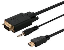 senukai vga hdmi - Savio Cable HDMI / VGA / Jack 3.5 Black 1.8m - 1 nuotrauka