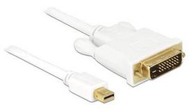 displayport 2.1 kabelis - Delock Cable Mini Displayport to DVI 2m White - 1 nuotrauka