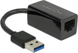 type 1 2 adapteris - Delock USB Type-A Male to Gigabit LAN 10/100/1000Mbps Black - 1 nuotrauka