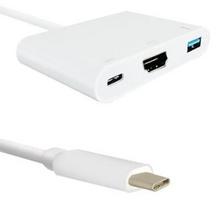 Qoltec Adapter USB CM / HDMI AF + USB AF + USB C PD White