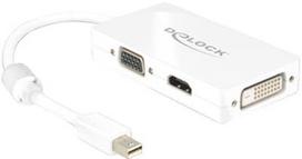 mini displayport to hdmi male - Delock mini DisplayPort 1.1 male to VGA / HDMI / DVI female White - 1 nuotrauka