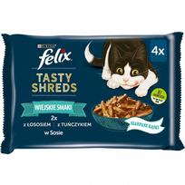 felix kaciu slapias - Šlapias kačių maistas Purina Tasty Shreds, lašiša/tunas, 0.080 kg, 4 vnt. - 2 nuotrauka