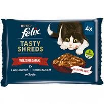 felix kaciu slapias - Šlapias kačių maistas Purina Tasty Shreds, jautiena/vištiena, 0.080 kg, 4 vnt. - 2 nuotrauka