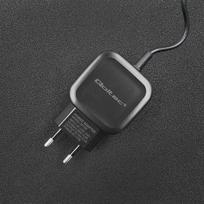 adapteris telefonui - Qoltec Adapter USB x2/USB-C/Euro Plug Black - 5 nuotrauka