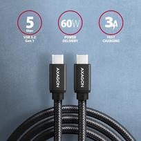 usb c 3 type c 3m - Axagon Data and charging USB 3.2 Gen1 cable lengh 3 m. PD 60W, 3A. Black braided. - 2 nuotrauka
