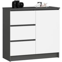 Komoda Akord K80 Jerry 1D 3SZSZ, pilka/balta