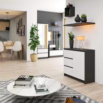 komoda akord - Komoda Akord K80 Jerry 1D 3SZSZ, pilka/balta - 4 nuotrauka