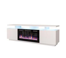 elektriniai zidiniai - Cama Meble RTV EVA spintelė su elektriniu židiniu, balta (White), 180x40x52 cm - 2 nuotrauka