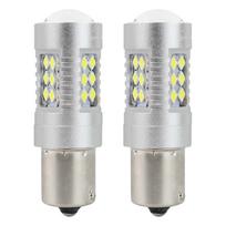 p21w 12v 21w lempute - AMIO LED lemputės CANBUS 3030 24SMD BA15s P21W Baltos (White) 12V/24V 2vnt - 1 nuotrauka