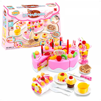 gimtadienio tortai - EcoToys Cake For Chopping Birthday Set 80pcs - 3 nuotrauka