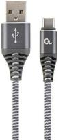 Gembird USB To USB Type - C Premium Cotton Braided Cable Grey / White 1m