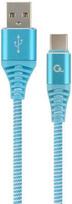 Gembird USB To USB Type - C Premium Cotton Braided Cable Blue / White 1m