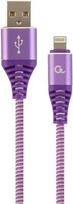 Gembird USB To Lightning Premium Cotton Braided Cable Purple / White 2m