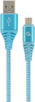 Gembird USB To Micro USB Premium Cotton Braided Cable Blue / White 2m
