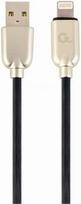 lightning to usb a cable - Gembird USB To Lightning Premium Rubber Black 1m - 1 nuotrauka