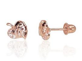 Diamond Sky 14K Red Gold Earrings Golden Leaf IX Solid Gold 585