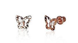Diamond Sky 14K Red Gold Earrings Golden Butterfly Solid Gold 585