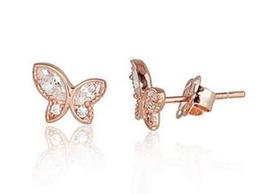 Diamond Sky 14K Red Gold Earrings Golden Butterfly IX Solid Gold 585