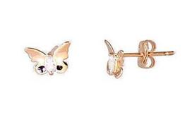 Diamond Sky 14K Red Gold Earrings Golden Butterfly VII Solid Gold 585