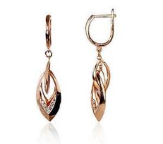 Diamond Sky 14K Rose Gold Earrings Cleopatra Solid Gold 585