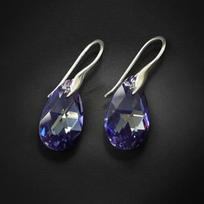 Diamond Sky 925 Sterling Silver Earrings Baroque Tanzanite AB with Crystals From Swarovski