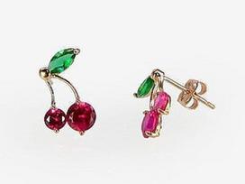 Diamond Sky 14K Red Gold Earrings Cherry Solid Gold 585