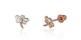 Diamond Sky 14K Red Gold Earrings Dragonfly IV Solid Gold 585