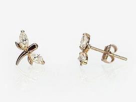 Diamond Sky 14K Red Gold Earrings Dragonfly II Solid Gold 585