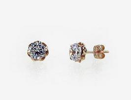 Diamond Sky 14K Red Gold Earrings Golden Rose III Solid Gold 585