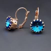 Diamond Sky Earrings Vintage VI Bermuda Blue With Swarovski Crystals