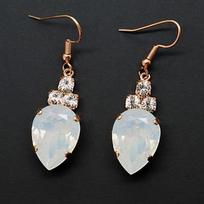 Diamond Sky Earrings Leonora White Opal With Swarovski Crystals