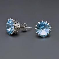 Diamond Sky Earrings Vintage VII Aquamarine Blue with Crystals From Swarovski