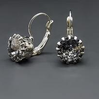 Diamond Sky Earrings Vintage VI Black Patina with Crystals From Swarovski