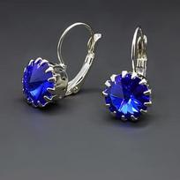 Diamond Sky Earrings Vintage VI Majestic Blue with Crystals From Swarovski