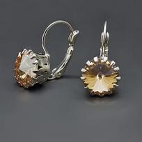 Diamond Sky Earrings Vintage VI Golden Shadow with Crystals From Swarovski