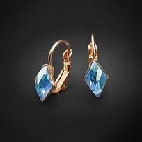 Diamond Sky Earrings Crystal Rhombus IV Aquamarine Blue With Swarovski Crystals