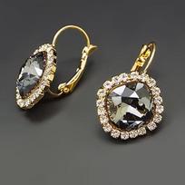 Diamond Sky Earrings Glare III With Swarovski Crystals Silver Shadow