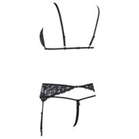 apatinis trikotazas moterims - Cottelli Lingerie seksualių apatinių komplektas Lace Suspender Set - 2 nuotrauka