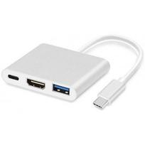 iLike HD1 3in1 USB-C (Type-C) Adapteris HDMI 4K / USB 3.0 / USB-C Sidabrinis (Silver)