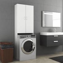 spintele 25 cm - vidaXL Skalbimo mašinos spintelė, balta (White), 64 x 25.5 x 190 cm - 1 nuotrauka