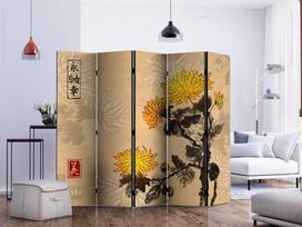 Širma Artgeist Chrysanthemums II Paravent1462J, įvairių spalvų, 225 cm x 172 cm
