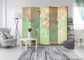 Širma Artgeist Turquoise World Map, įvairių spalvų, 225 cm x 172 cm