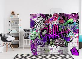 Širma Artgeist Purple Graffiti Paravent712, įvairių spalvų, 225 cm x 172 cm