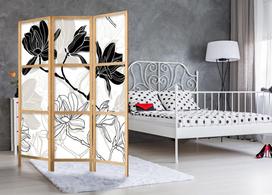Širma Artgeist Pertvara - Black And White Flowers I Paravent_Sj0005, įvairių spalvų, 135 cm x 172 cm