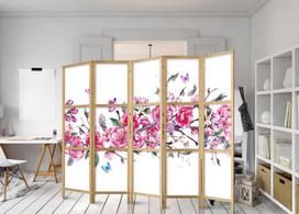 Širma Artgeist Pertvara - Style: Flowers And Butterflies II Paravent_Sj0030, įvairių spalvų, 225 cm x 172 cm