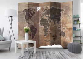 Širma Artgeist Map On The Wood, įvairių spalvų, 225 cm x 172 cm
