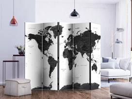 Širma Artgeist Black And White Map Ii Paraventtc1947_Os, įvairių spalvų, 225 cm x 172 cm